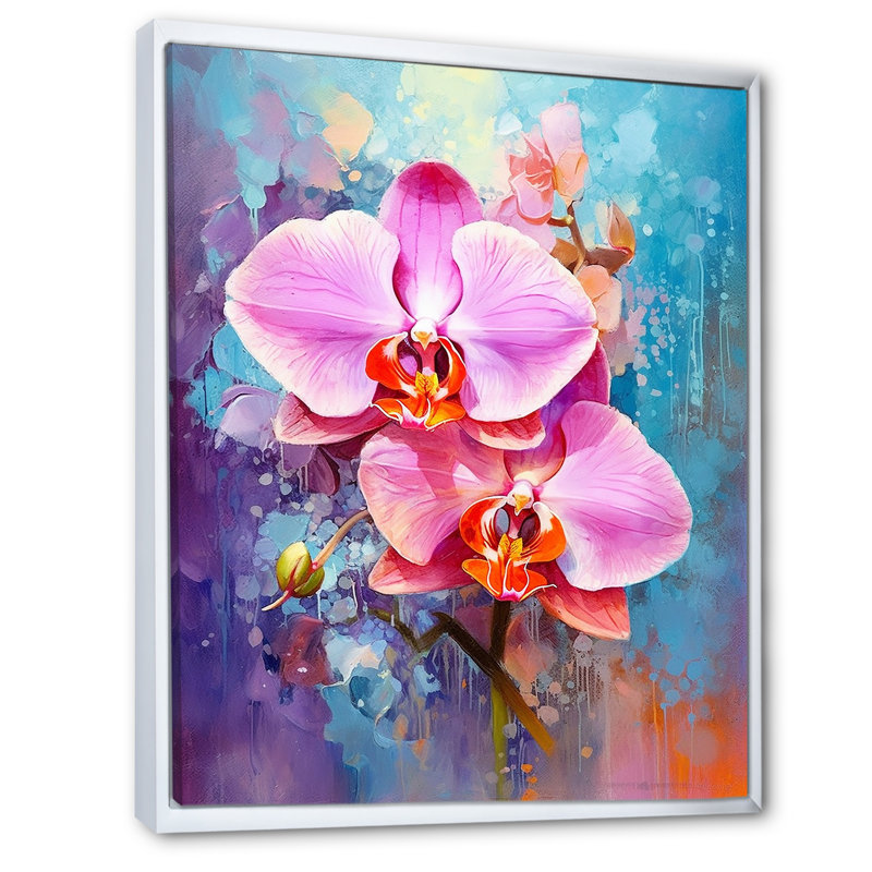 Orchidées bleues abstraites Euphoria, Cadre flottant blanc, H 40 po x l 30 po x P 1,5 po