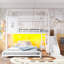 Lit superposé en métal avec glissade, échelle, lumière DEL, rideau et armoire de rangement, blanc.-1293687695-1293687694