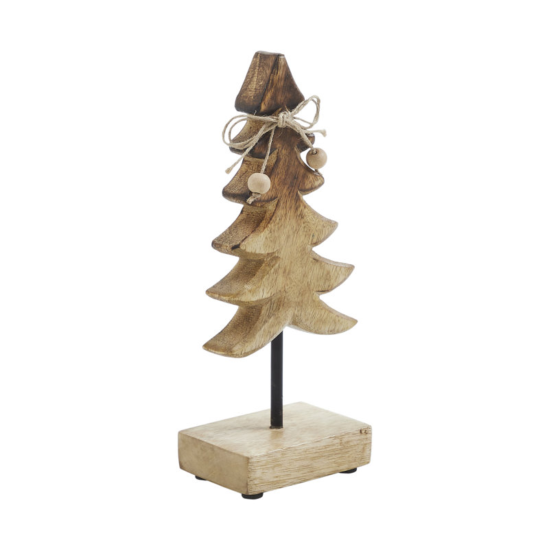 Petit arbre en bois naturel deux tons, H 9 po x l 3,5 po x P 2,5 po