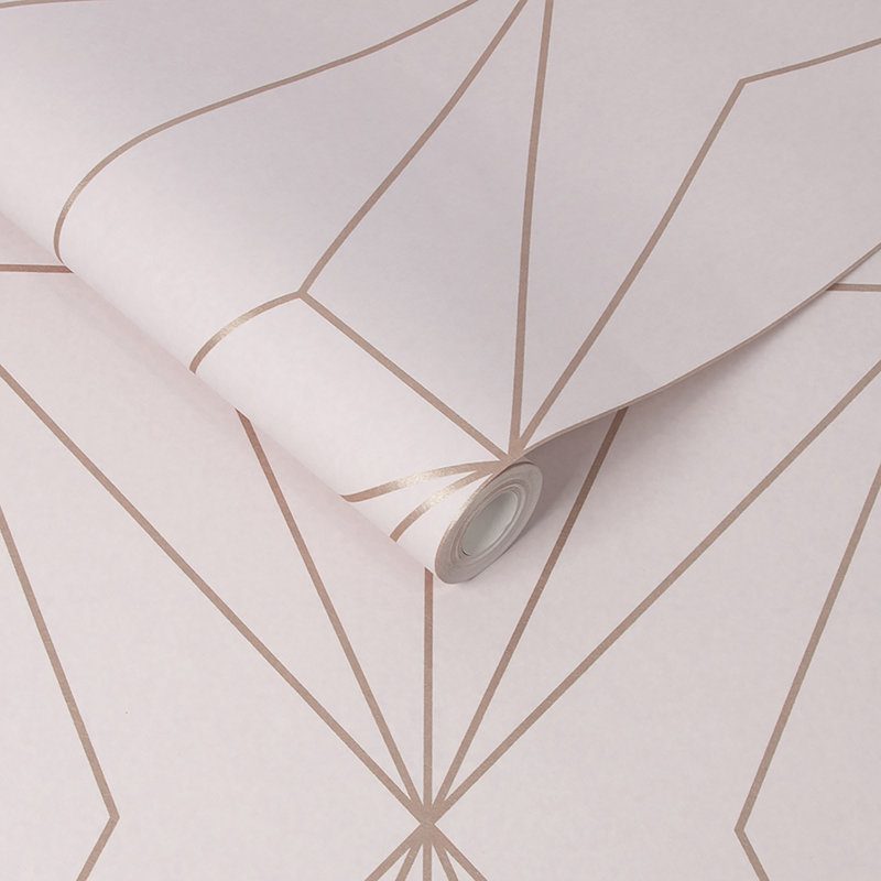 Papier peint géométrique Raelene, Rose