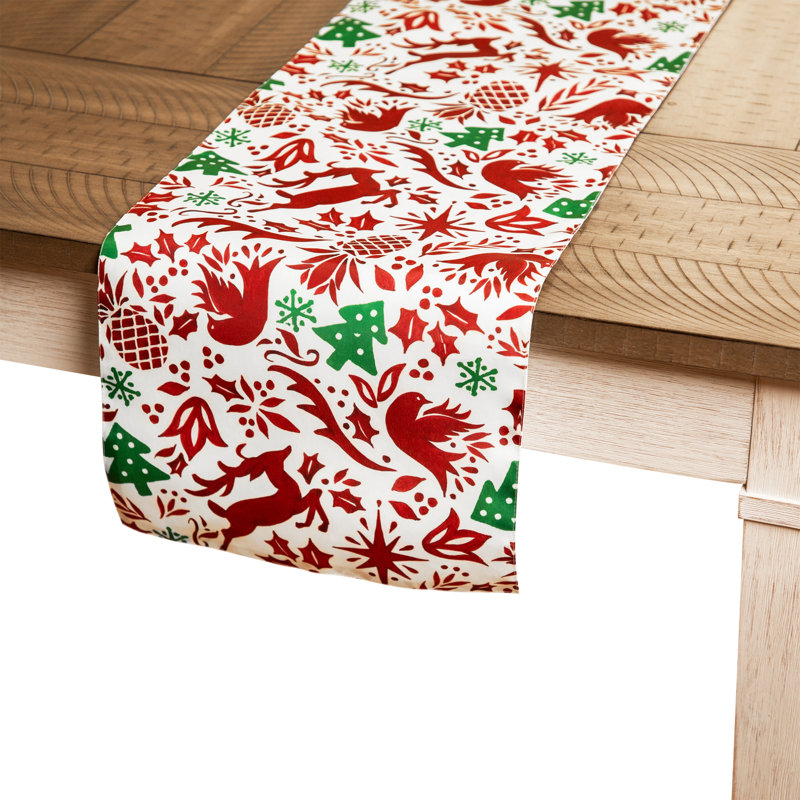 Chemin de table rectangulaire Christmas Reindeer And Doves - 72 po