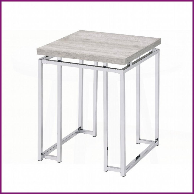 Chêne naturel moderne Table basse chromée avec base en métal - spacieuse et stable pour le salon