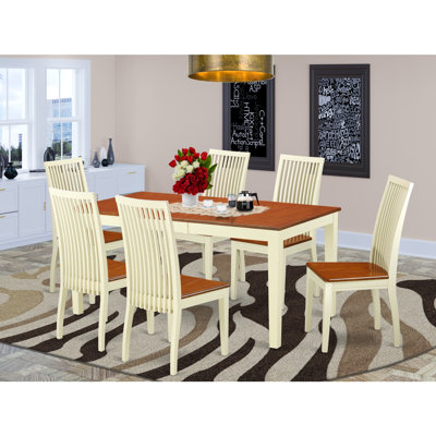 5 Piece Set for 4 Includes a Rectangle Kitchen Table with Butterfly Leaf and 4 Dining Room Chairs, Buttermilk & Cherry