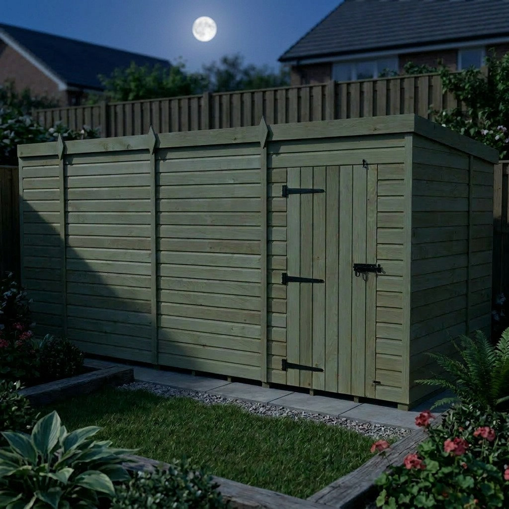 Total Sheds 15ft x 6ft Pent Garden Shed - Single Door - No Windows - Pressure Treated Timber - UK Manufactured