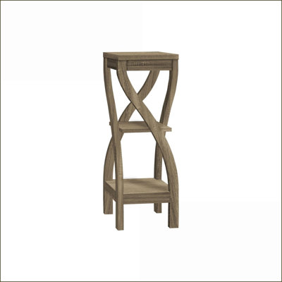 Table basse contemporaine à 3 niveaux peu encombrante en stratifié d'aspect bois brun pour les petites pièces