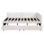 Lit de jour double rembourré avec cadre de canapé-lit à 2 tiroirs de rangement, sans sommier, tissu de lin (beige)-1414668752