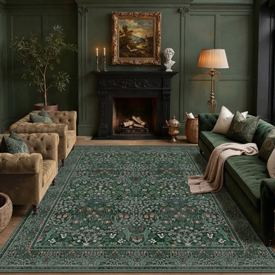 Tapis à motif floral rétro Ellis