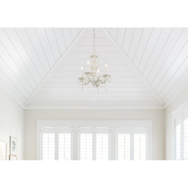 Abagail 4 - Light Classic / Traditional Chandelier, Antique White, Majestic Wood Polish
