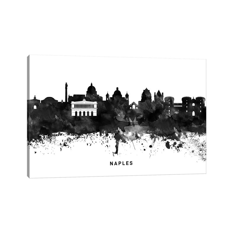 Naples Skyline Black & White - Wrapped Canvas Print, 66.04 cm H x 45.72 cm W x 1.91 cm D