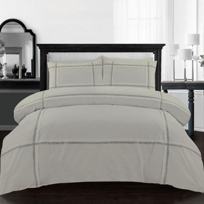 Eva Lace Embellished Duvet Cover Set