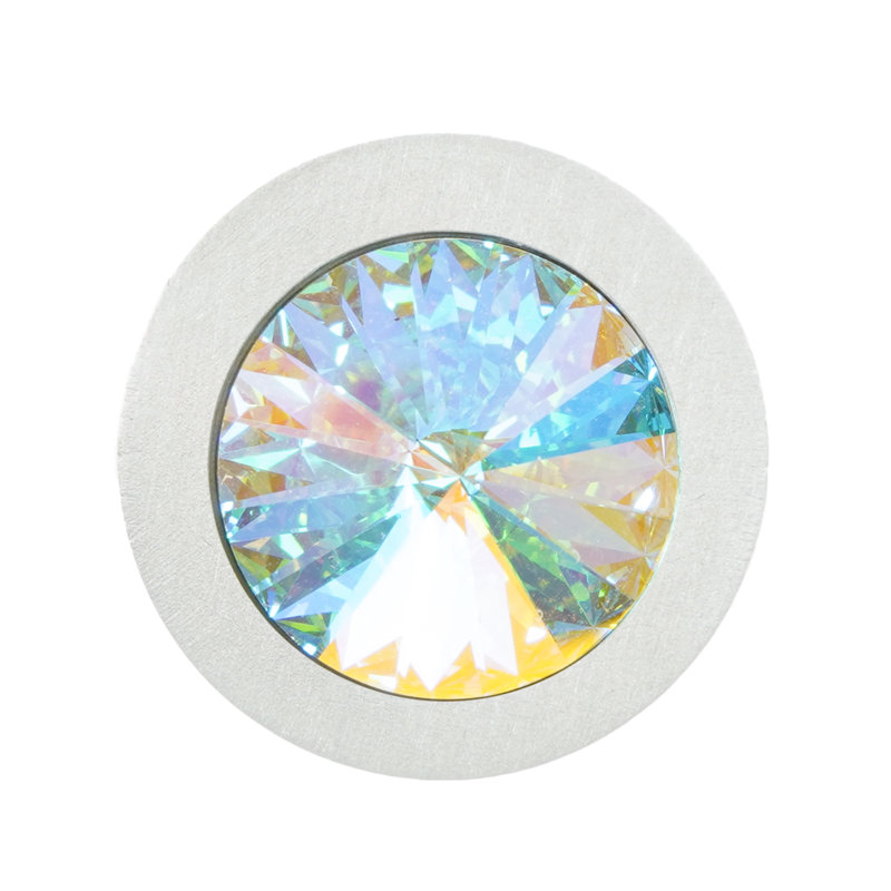 Poignée en aluminium conique; Cristaux d'aurore boréale de 18 mm; en nickel satiné