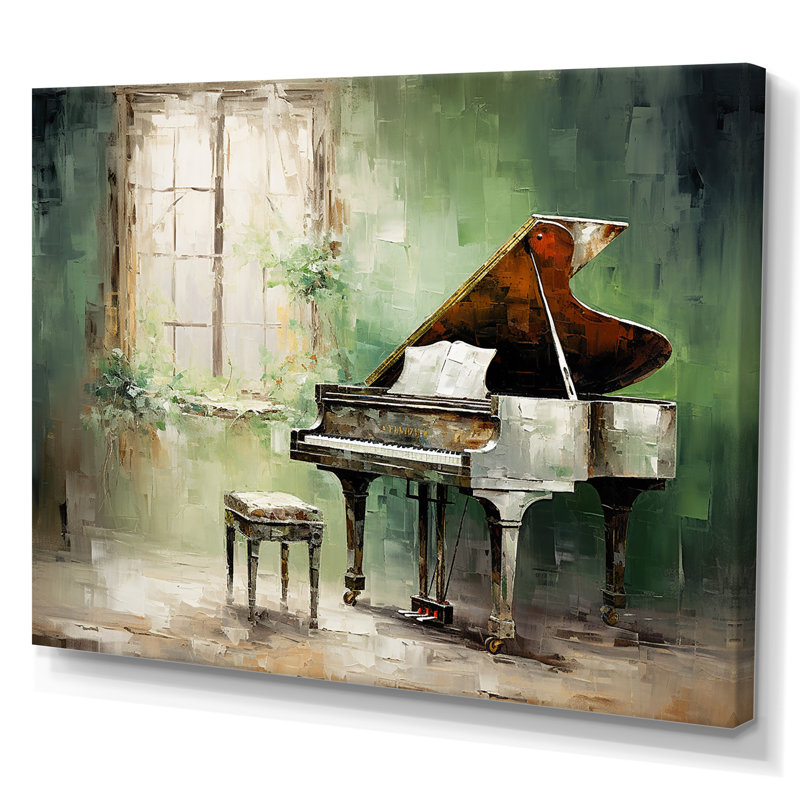 «Green Piano Impressionist», art mural sur toile, H 12 po x l 20 po x P 1 po, Toile tendue