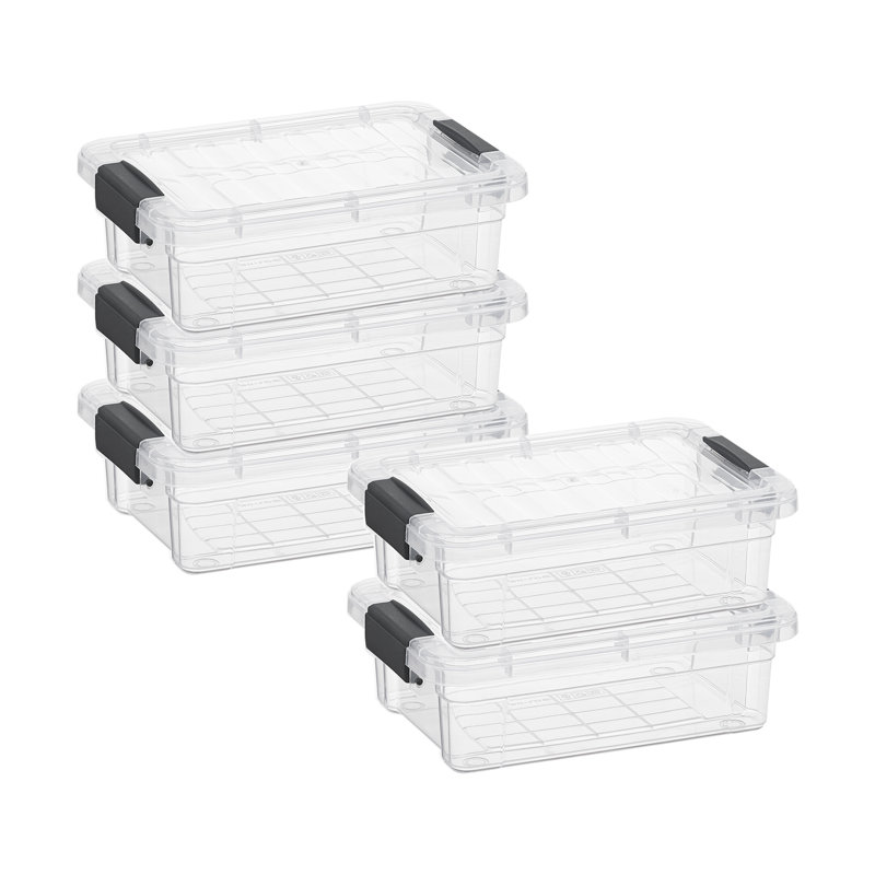 Superio 1.27 Qt. Clear Mini Storage Bins with Lids, 5 Pack- Plastic Storage Boxes for Home, 1.27 qt