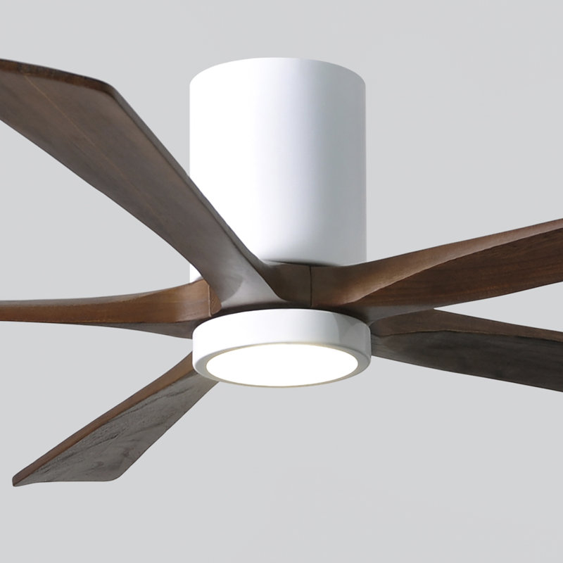 Irene Flushmount Light Kit 5 Blade LED Ceiling Fan, Walnut Tone, 60", Gloss White