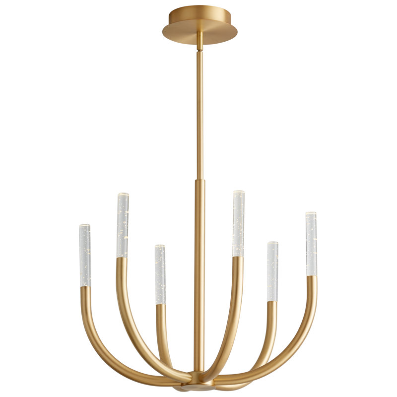 Lustre géométrique unique à 6 lumières Aldina, Laiton vieilli
