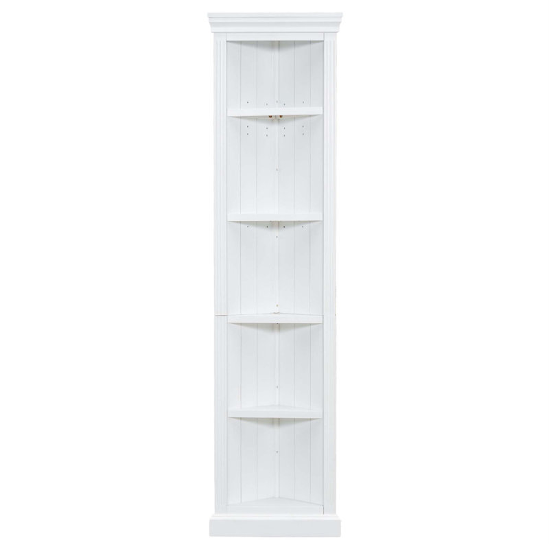 White Adjustable Corner Wood Bookcase Suite with LED Lighting