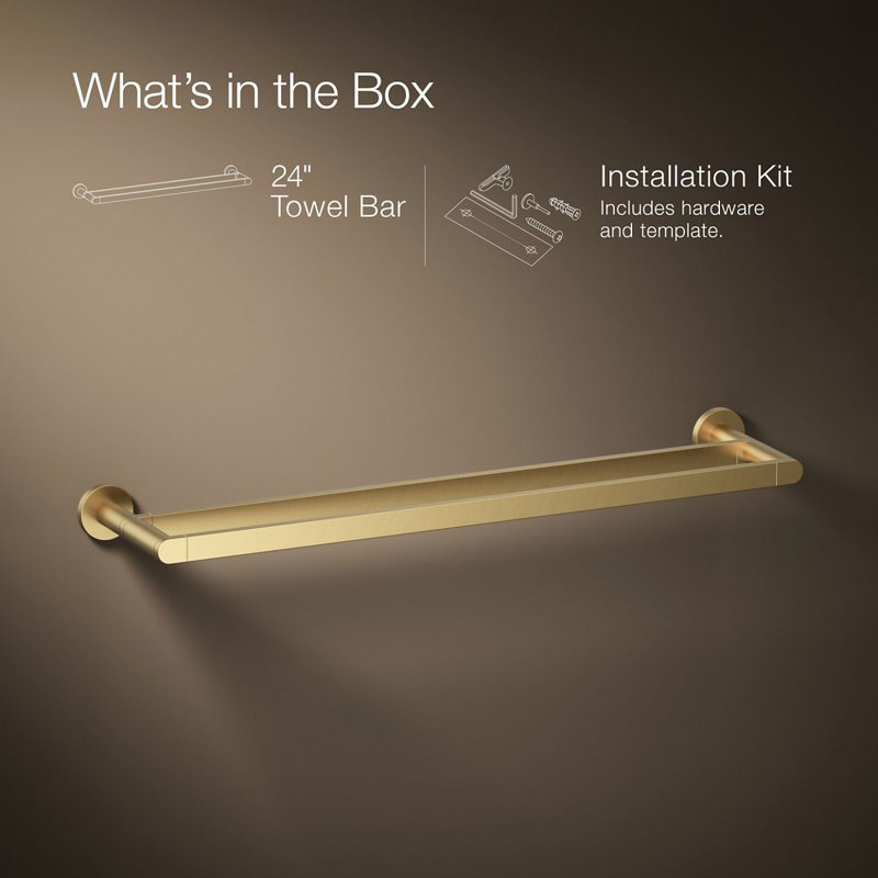 24" Wall Mounted Double Towel Bar, Vibrant Brushed Gold