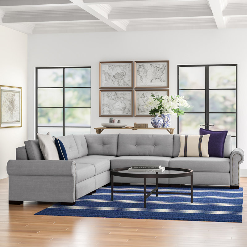 Mosely Upholstered L-Shaped Sectional Symmetrical, Grey Revolution®