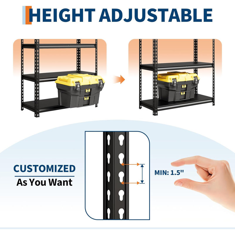 120cm W Steel Height -Adjustable Shelving Unit