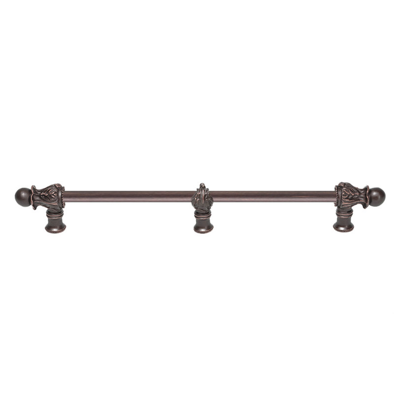 Acanthe avec 1/2 barre ronde lisse de style roman avec entretoise centrale, 18", Argent argent