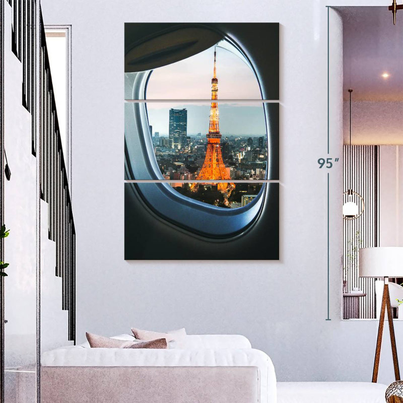Nicci Tokyo Tower Plane Window View, 32" H x 20" W