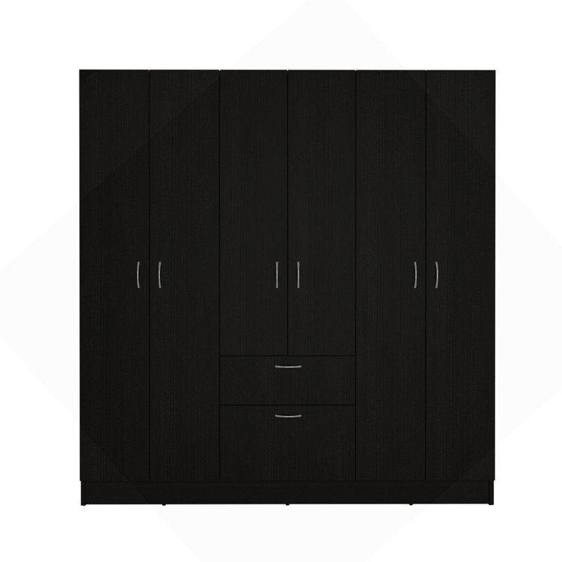 Armoire Guajira à six portes, trois armoires, chaussures à tiroirs cachés