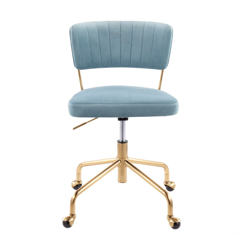 Contemporary Task Chair In Gold Metal, Blue