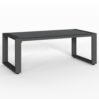 Searl Aluminum Outdoor Patio Coffee Table Modern Rectangle End Table