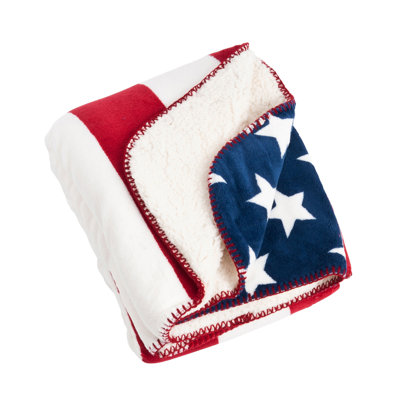 American Flag Sherpa Throw Blanket – Patriotic Stars Stripes Cozy Throw for Memorial Day, Fourth of July Everyday Comfort