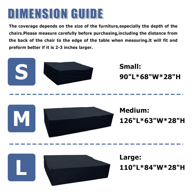 Outdoor Conversation Set Cover, 28'' H x 126'' W x 63'' D