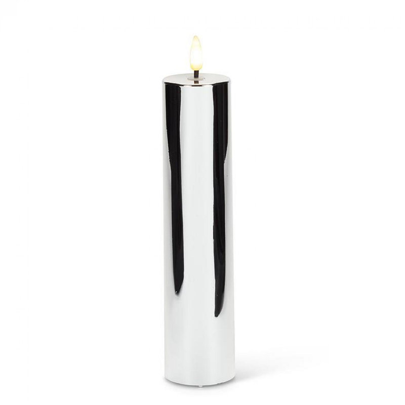 Bougie pilier à DEL sans flamme, Argent, H 8 po x l 2 po x P 2 po