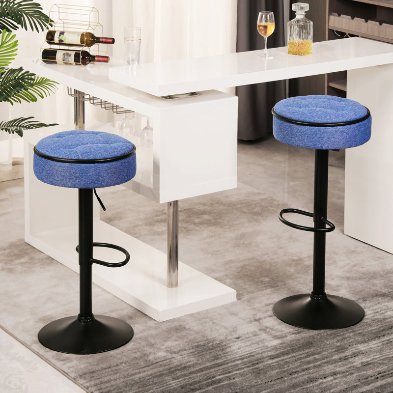 Round Storage Bar Stool Set Of 2, Blue