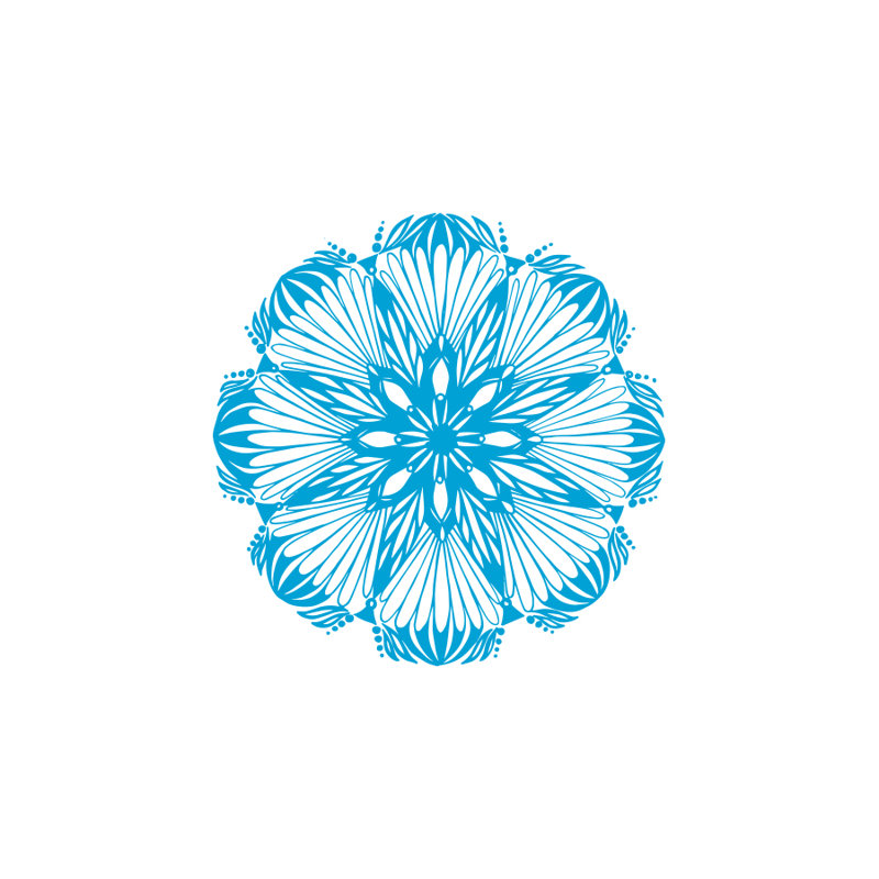 Décalcomanie murale yoga mandala, Bleu givré