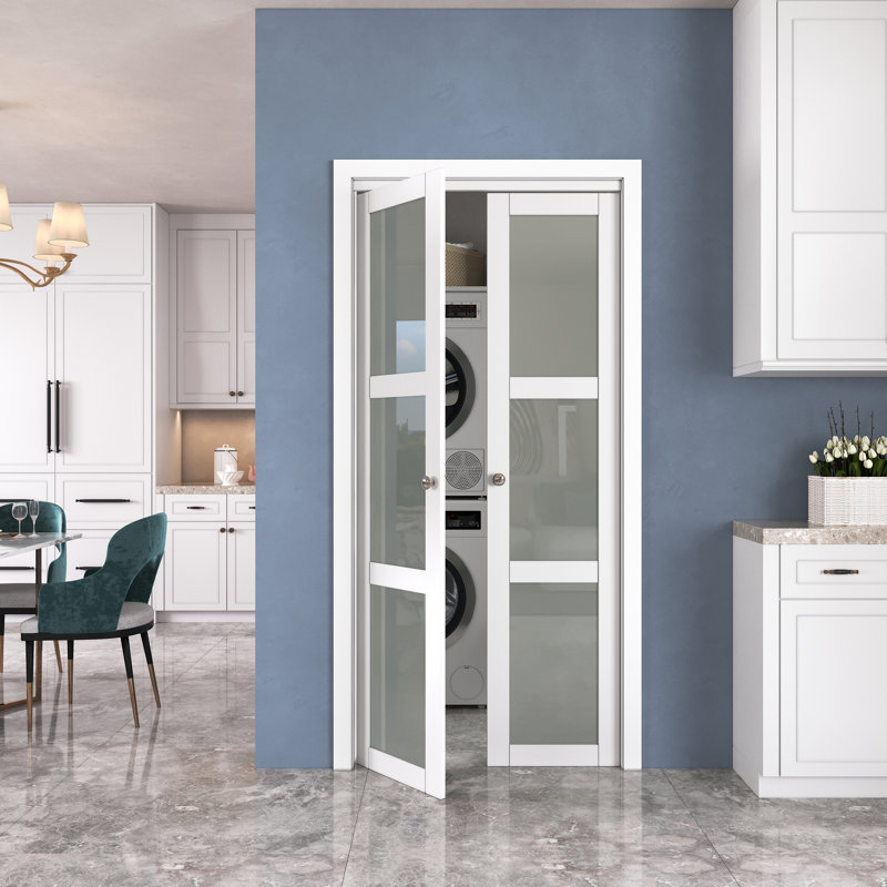 Portes françaises à 3 battants ou portes pliantes en verre avec trousse de quincaillerie 3-Lite, 36 po x 80 po