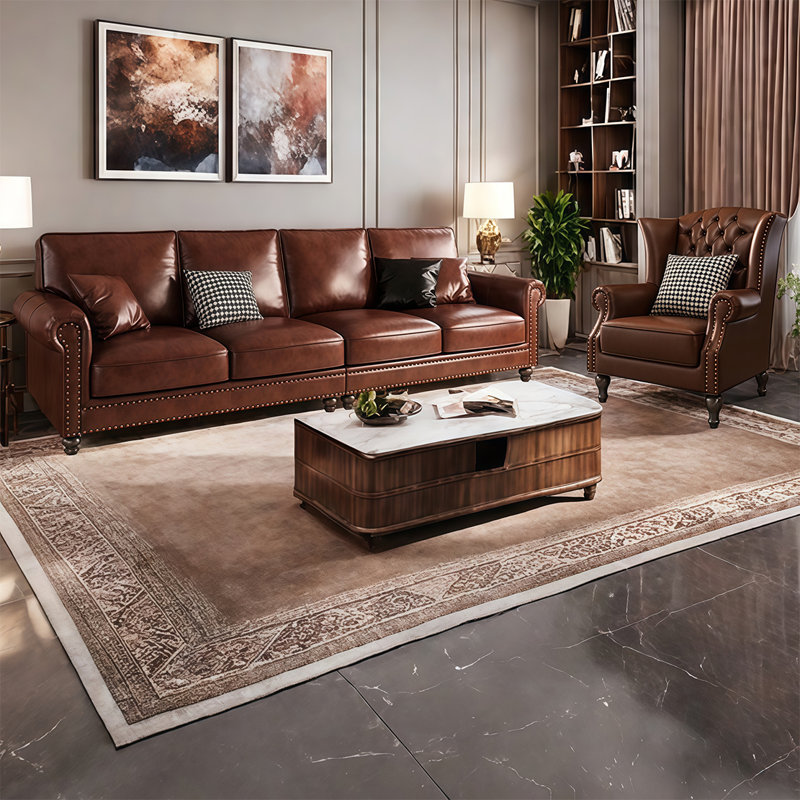 American retro simple straight row sofa