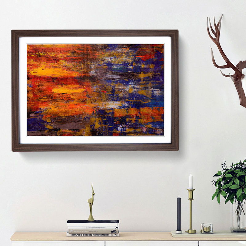 Abstract Art Painting Vol.189 by S.Johnson - Framed Print, 27cm H x 36cm W x 2cm D, Walnut Framed
