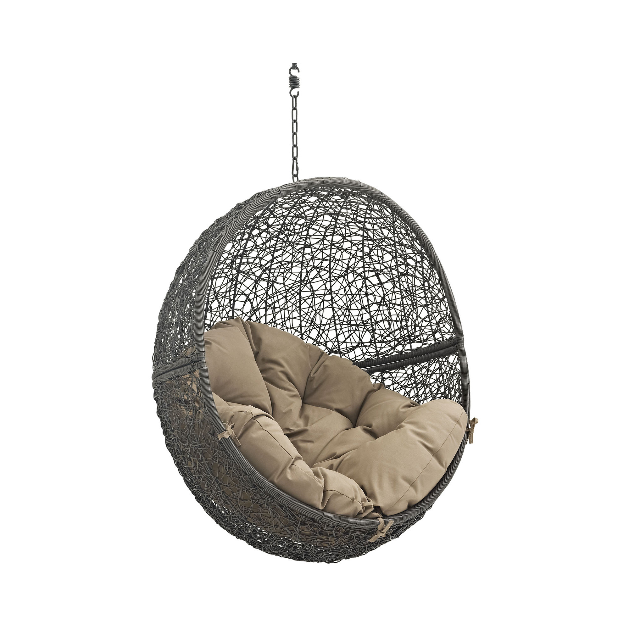 Modway Hide Outdoor Patio Swing Chair Without Stand, Gray/Mocha