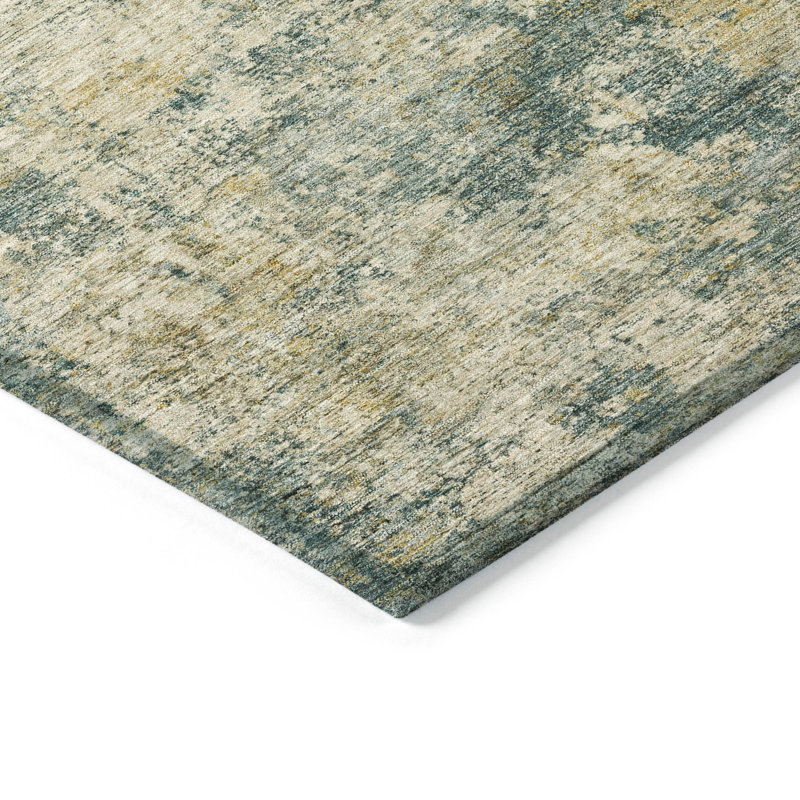 Machine Washable Indoor/Outdoor Xhevrie Aloe Rug, Rectangle 10' x 14'