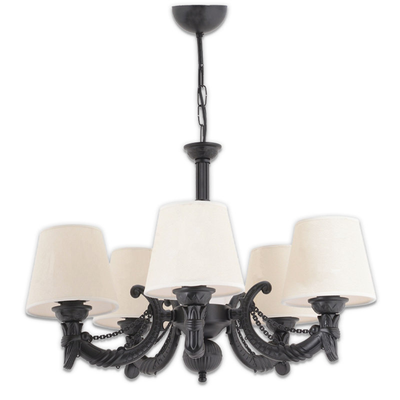Lustre classique / traditionnel 5 lumières, Crème, crème, Noir