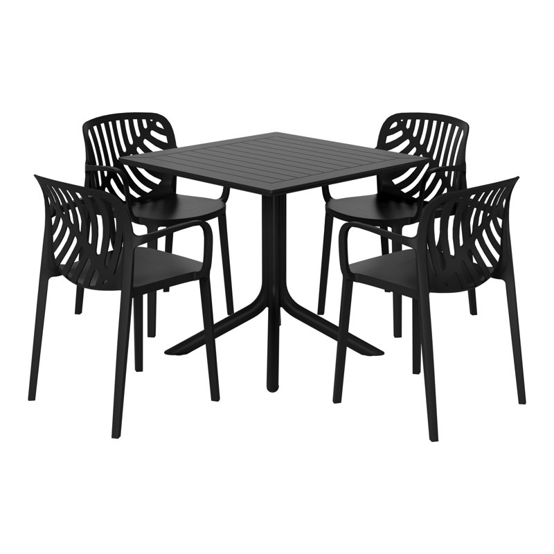 Ensemble repas carré pour 4 personnes, Noir