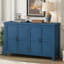 Buffet de rangement à 4 portes avec tablettes réglables et poignées rétro Atimon, rangement spacieux, pieds en pin, pour le salon, le bureau et le vestibule-879386073