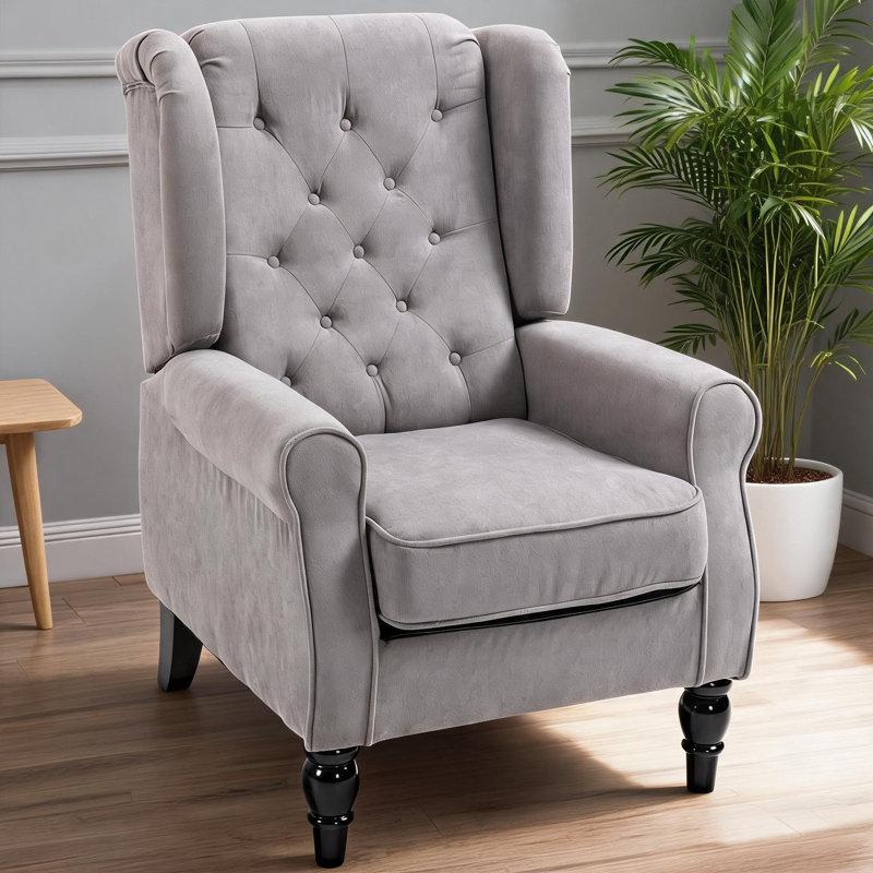 Pour le salon, la chambre à coucher et le bureau | Fauteuil à oreilles capitonné et capitonné, Grey