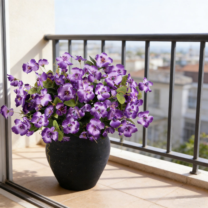 6 paquets de fleurs d'hibiscus artificielles pour la décoration du jardin, Mauve