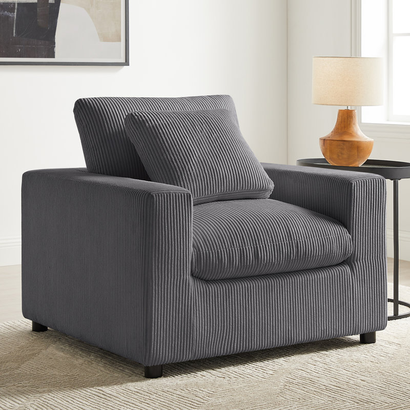 Jodina Modern Armchair, Tranala Grey Corduroy