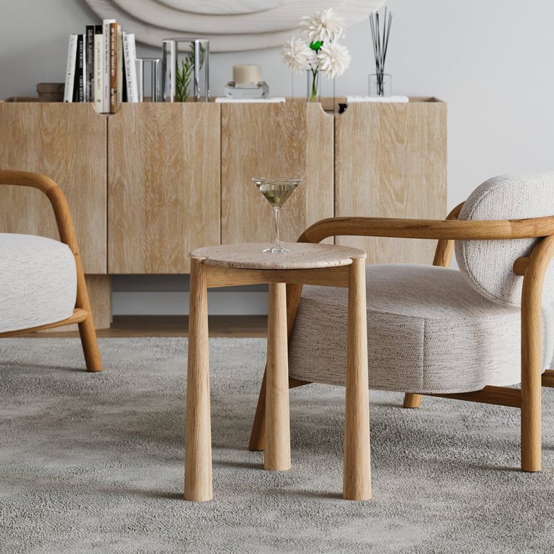 Table d'appoint Elliott Carver, Plateau en chêne naturel / base en chêne naturel