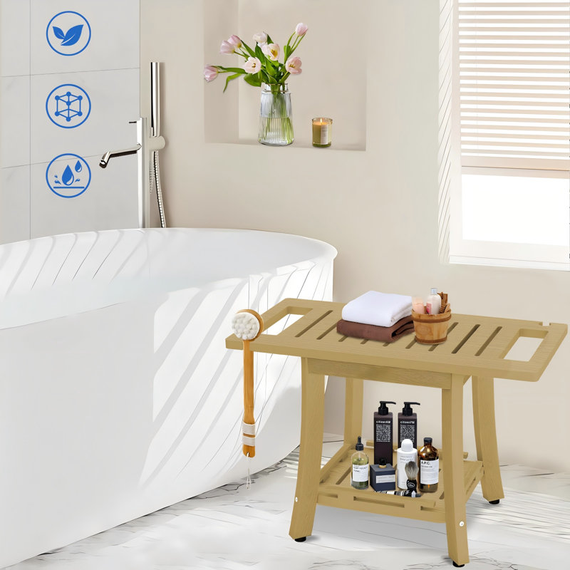 Bancs de douche HDPS pour douche intérieure, tabouret de douche imperméable pour pieds de rasage, siège de douche avec tablette de rangement, chaise de douche