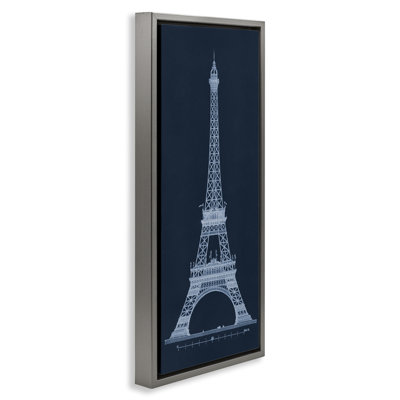 Tour blanche parisienne sur cadre flottant bleu, design par Phillipa Katz