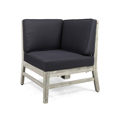 Chaise d'angle grise - chaise longue en bois avec coussin d'eau et coussin relaxant, coussins anti-éclaboussures
