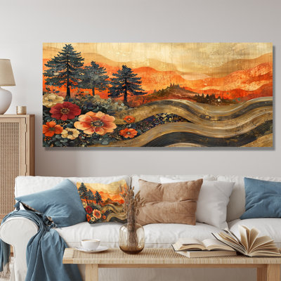Genki Seasonal Flowers Into A Countryside Landscape II - campagne grand art mural