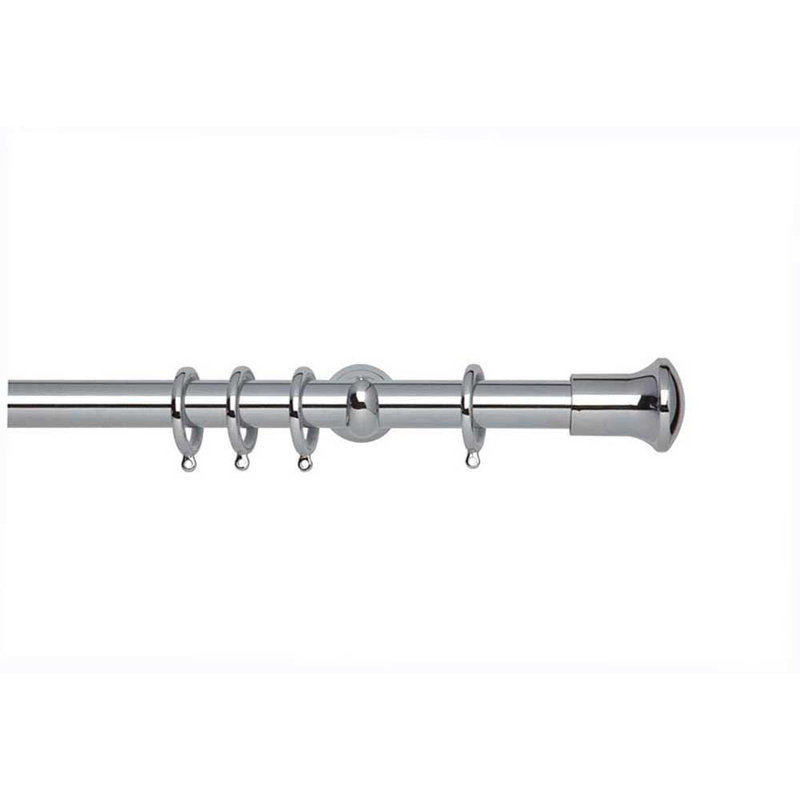 Single Curtain Pole, 240cm W, Chrome